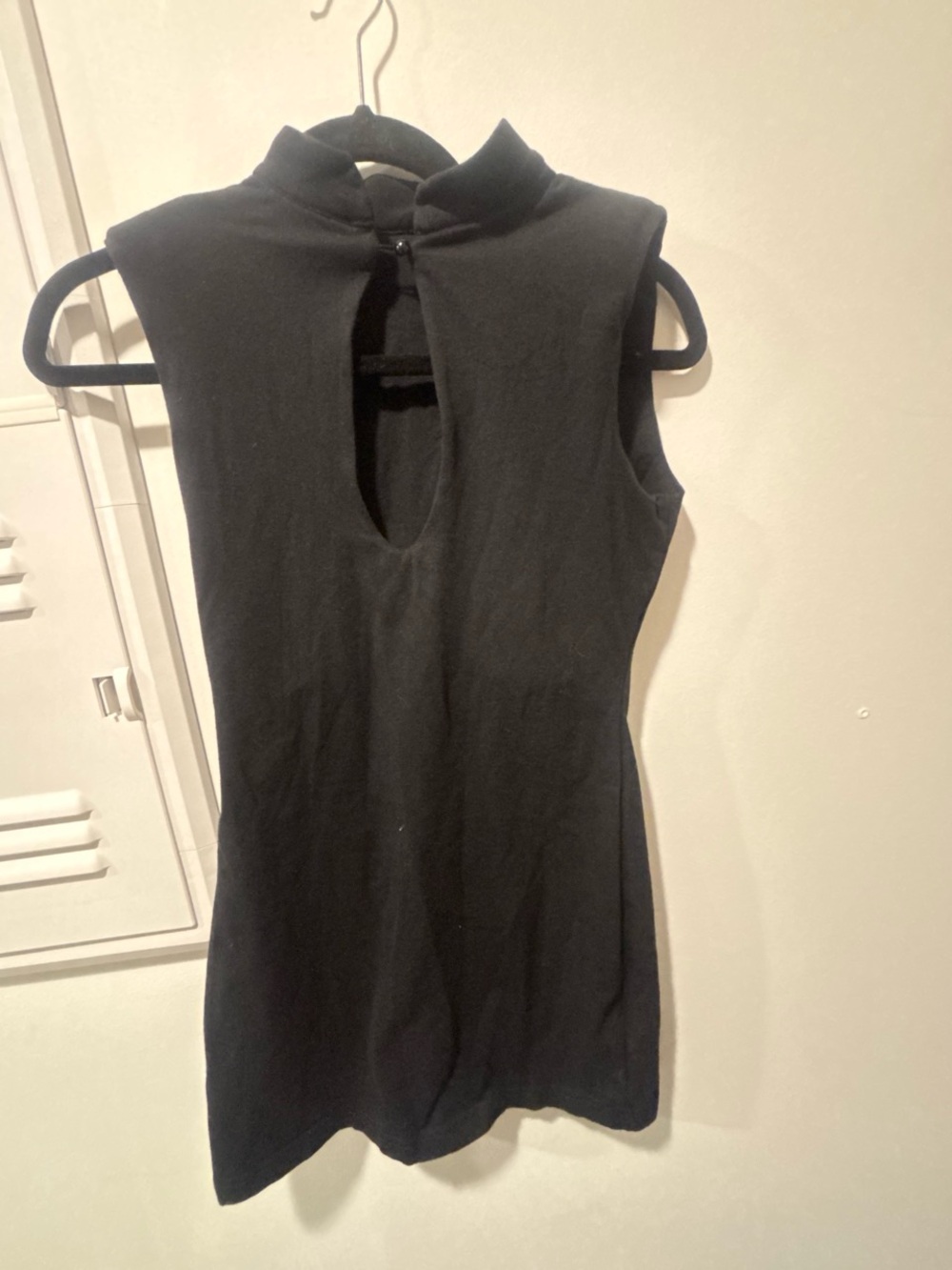 Sleeveless Black Keyhole Mock Neck Top